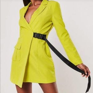 Missguided Lime Blazer Seatbelt Blazer Dress